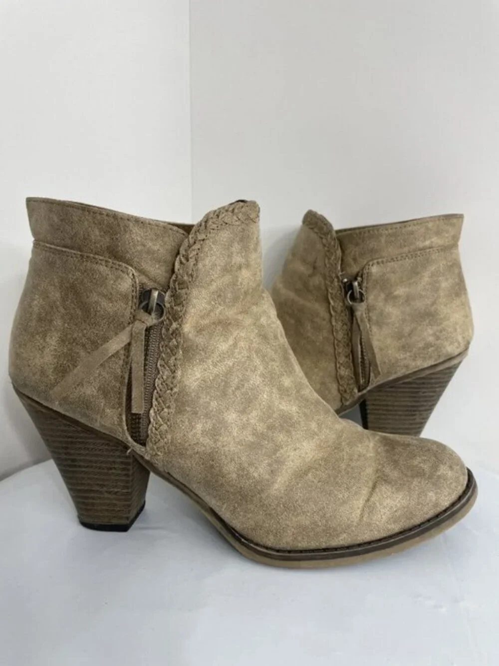 Maurices Faux Leather Brown Western High Heel Cowgirl Ankle Boots Women's 10